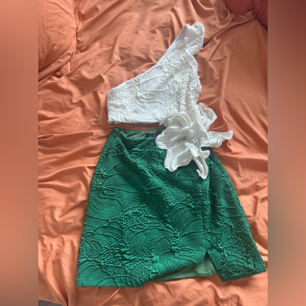 PatBo Flower Appliqué & Cut-Out Mini Dress
